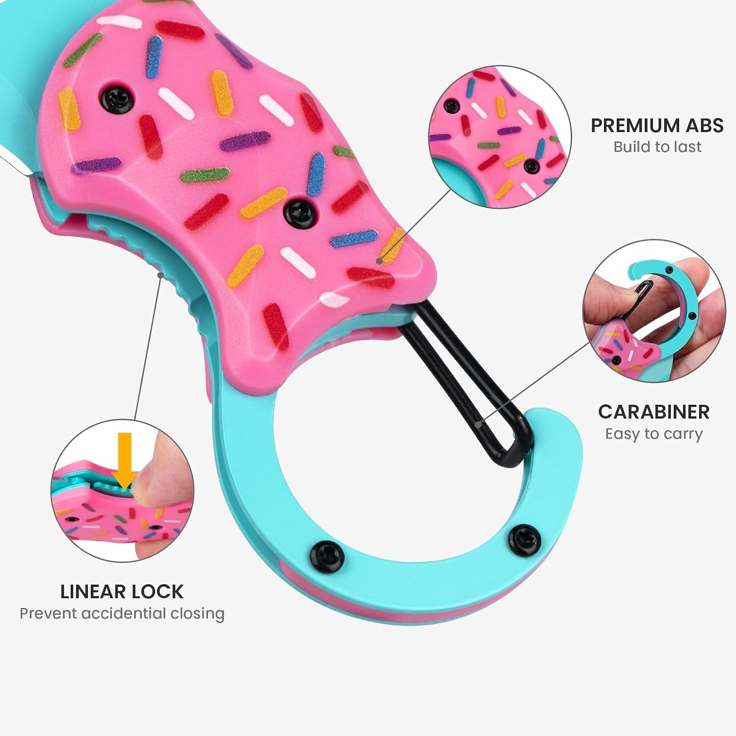 Small Pocket Knife for Women, Edc Knives Tool | Cute Donut Folding Box Cutter with 1.34 Inch Sharp Blade, Great Gift for Her