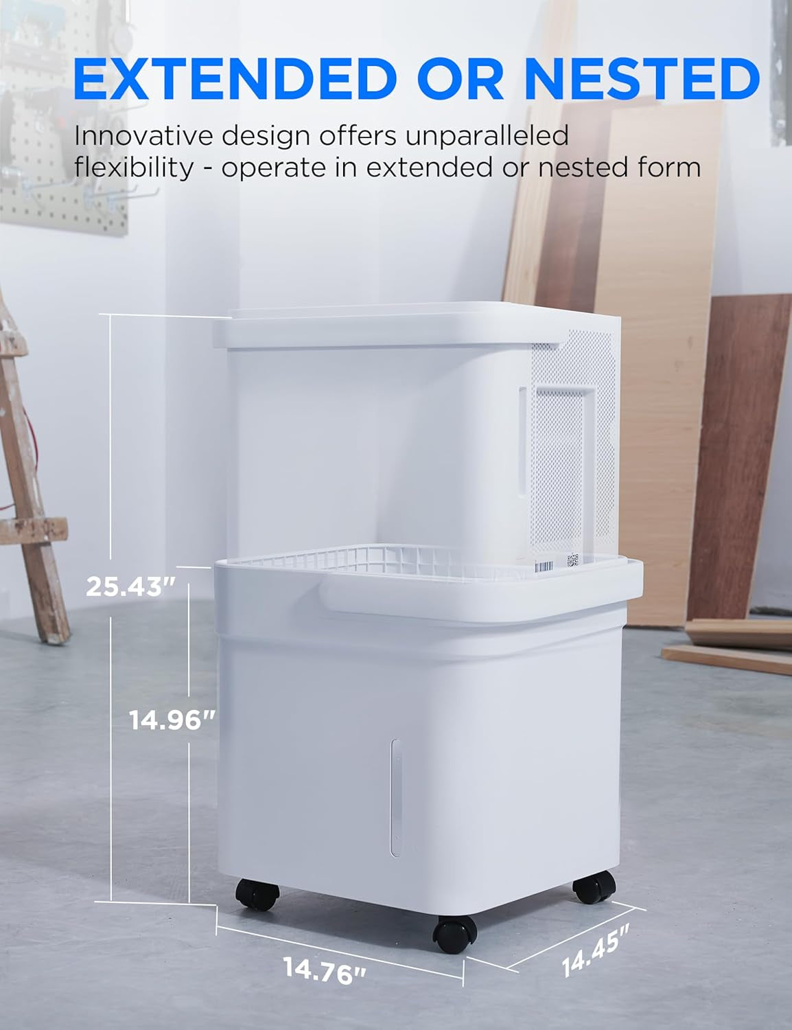 Midea Cube 50 Pint Dehumidifier for Basement and Rooms at Home for up to 4,500 Sq. Ft., Built-In Pump, Drain Hose Included, Smart Control, Compatible with Alexa (White)