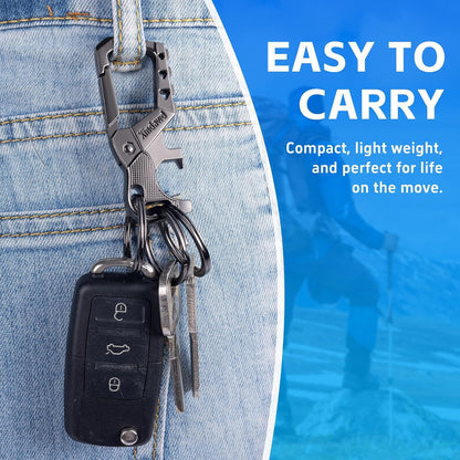 Heavy Duty Metal Keychains, Carabiner Clip Keychain with Bottle Opener, 3 Key Rings for Car Keys, Family Present for Men and Women(Black-2Pcs)