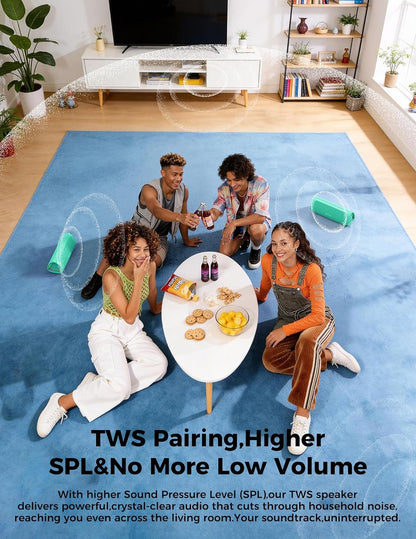 Bluetooth Speaker, 20W HD Sound, Portable Wireless, IPX5 Waterproof, up to 24H Playtime, TWS Pairing, for Home/Party/Outdoor/Camping/Beach Essentials, Electronic Gadgets, Birthday Gift (Teal)