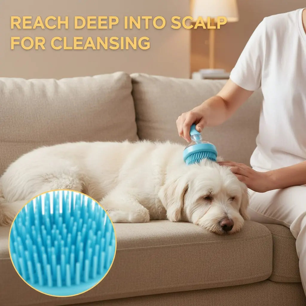2026 New 2-In-1 Pet Bath & Grooming Deshedding Animal Hair Brush with Built-In Soap Dispenser, 8In×3In×4In, Gentle Massage Tool for Dogs & Cats, Enhances Hair Care, Improves Bathing Experience, Boosts Blood Circulation, Animal Hair Brushes