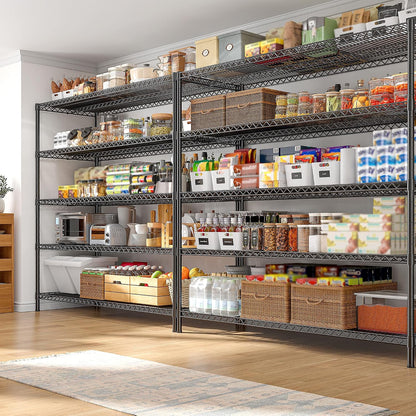 55.5" W Storage Shelves 3200LBS Wire Shelving Unit 5 Tier Metal Shelving Heavy Duty Garage Shelving Metal Shelves for Storage Rack Adjustable Pantry Shelf, 55.5" W X 18''D X 71" H, 3PCS