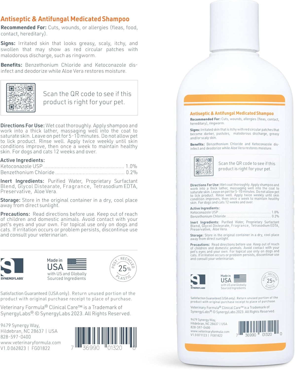 Clinical Care Antiseptic and Antifungal Shampoo plus Antiparasitic and Antiseborrheic Shampoo for Dogs Bundle, Help Support Itchy Flaky or Oily Skin, 2 Pack 16 Fl Oz Each