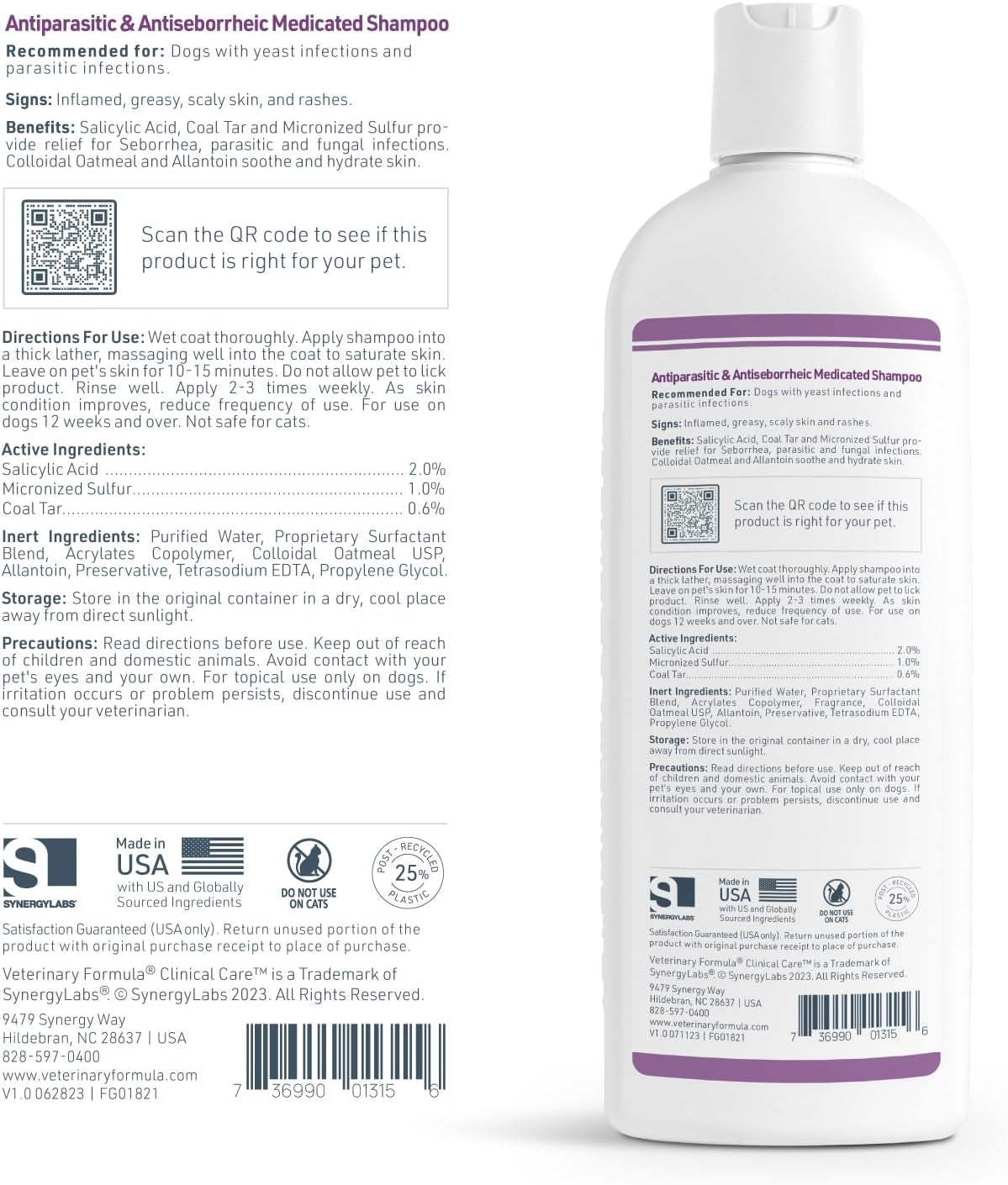 Clinical Care Antiseptic and Antifungal Shampoo plus Antiparasitic and Antiseborrheic Shampoo for Dogs Bundle, Help Support Itchy Flaky or Oily Skin, 2 Pack 16 Fl Oz Each