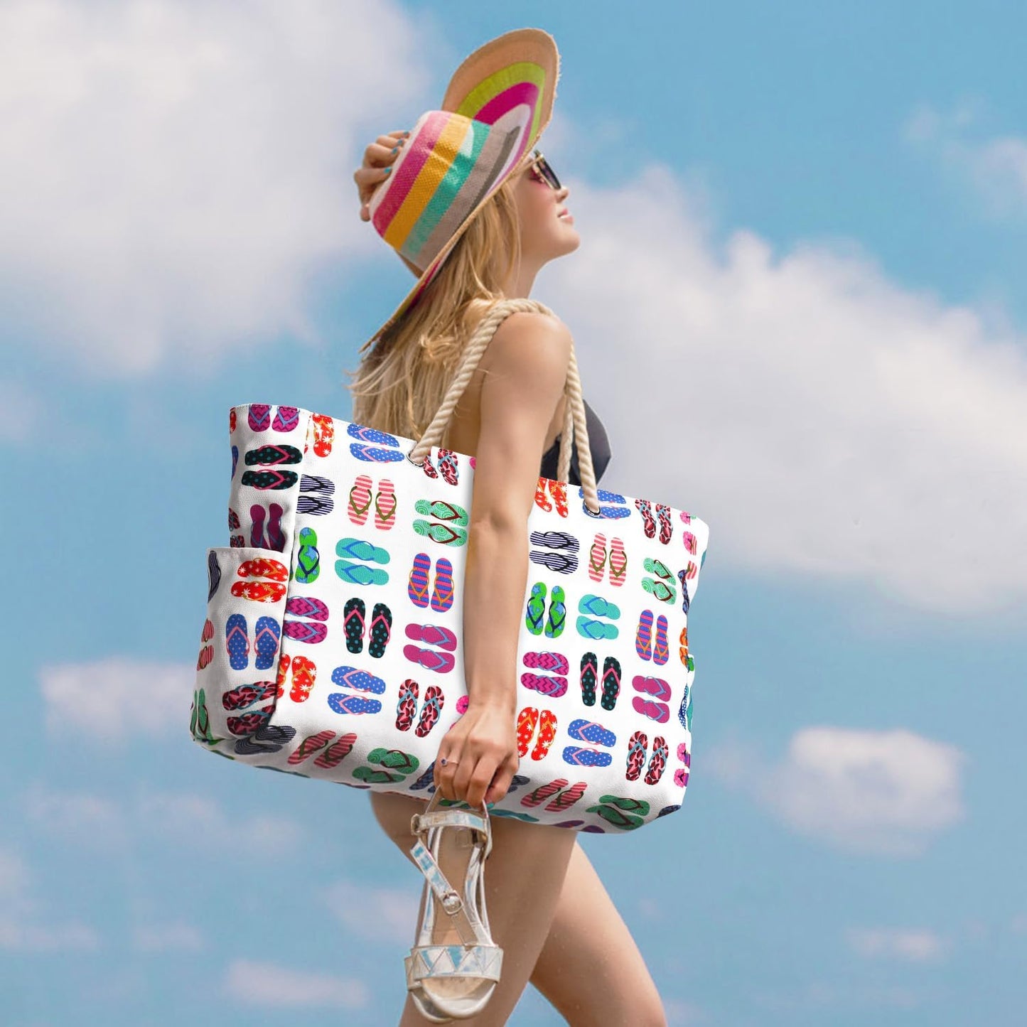 Beach Bags for Women Large Waterproof Beach Tote Bag Zipper Beach Bags Waterproof Sandproof Swim Pool Bag Large Tote
