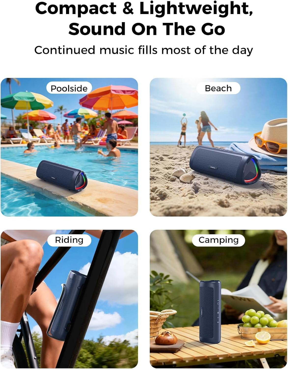 Bluetooth Speaker, 20W HD Sound, Portable Wireless, IPX5 Waterproof, up to 24H Playtime, TWS Pairing, for Home/Party/Outdoor/Camping/Beach Essentials, Electronic Gadgets, Birthday Gift (Navy)