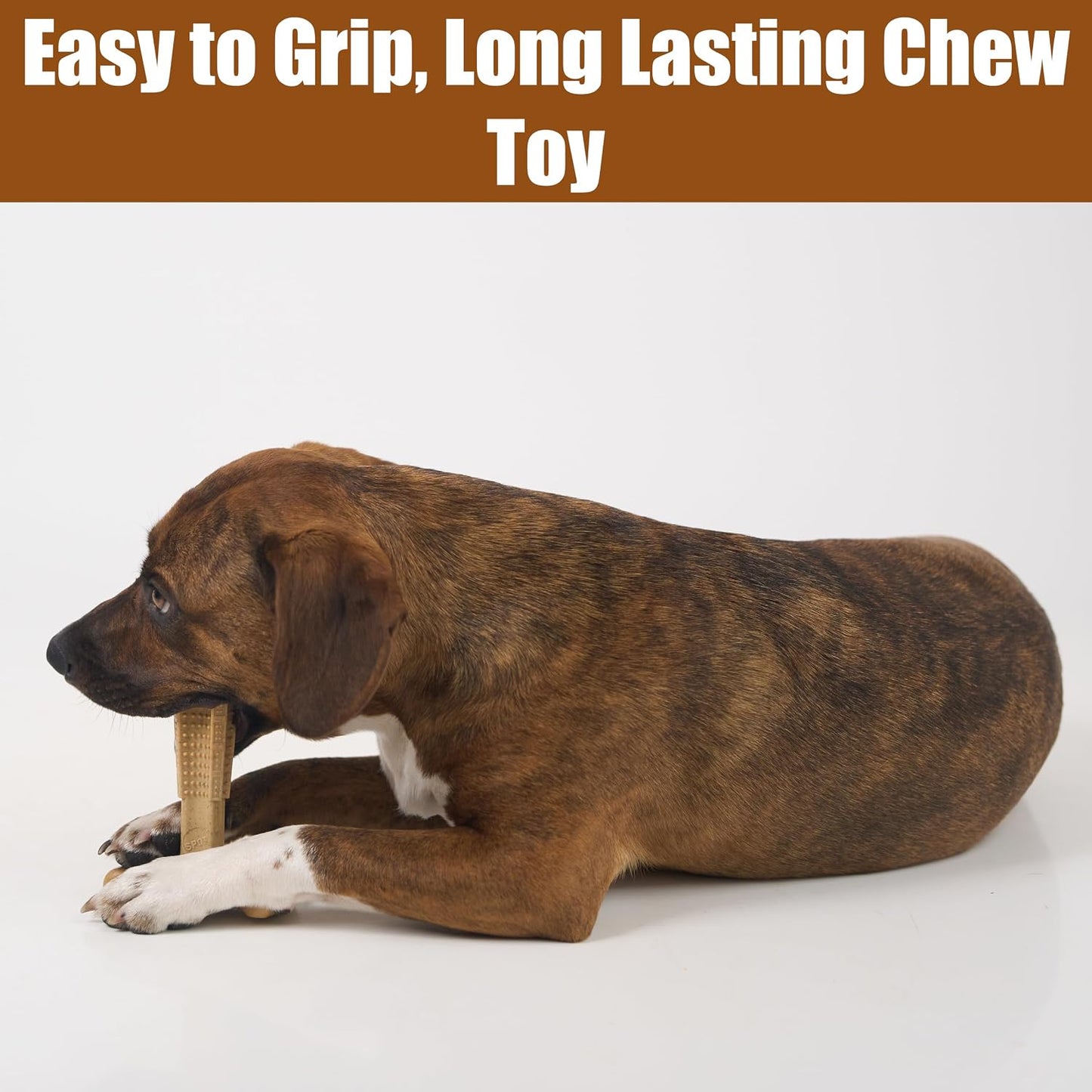 Bam-Bones Plus T-Bone Chew Toy for Dogs - Durable Bamboo & Nylon, Chicken Flavor, Perfect for Medium Chewers 30-60 lbs