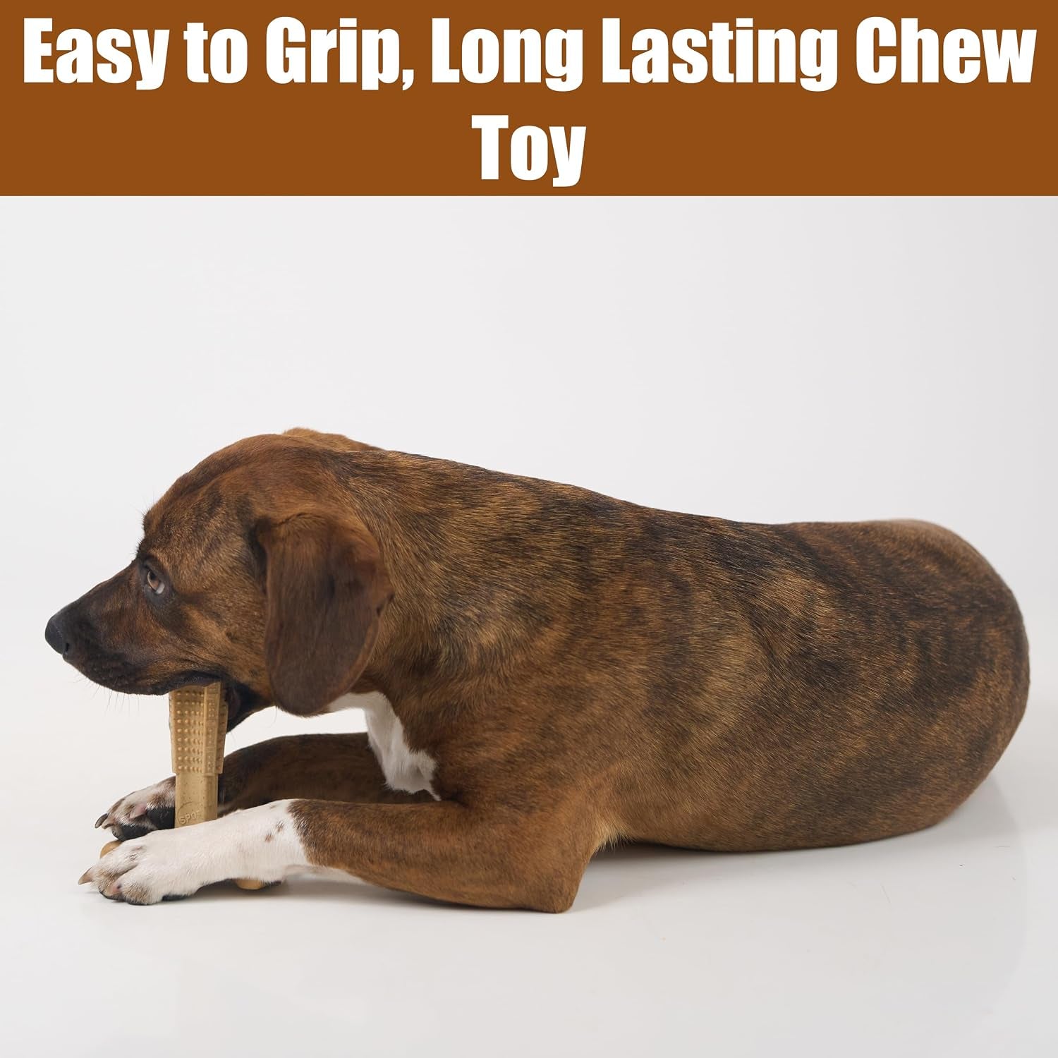 Bam-Bones Plus T-Bone Chew Toy for Dogs - Durable Bamboo & Nylon, Chicken Flavor, Perfect for Medium Chewers 30-60 lbs
