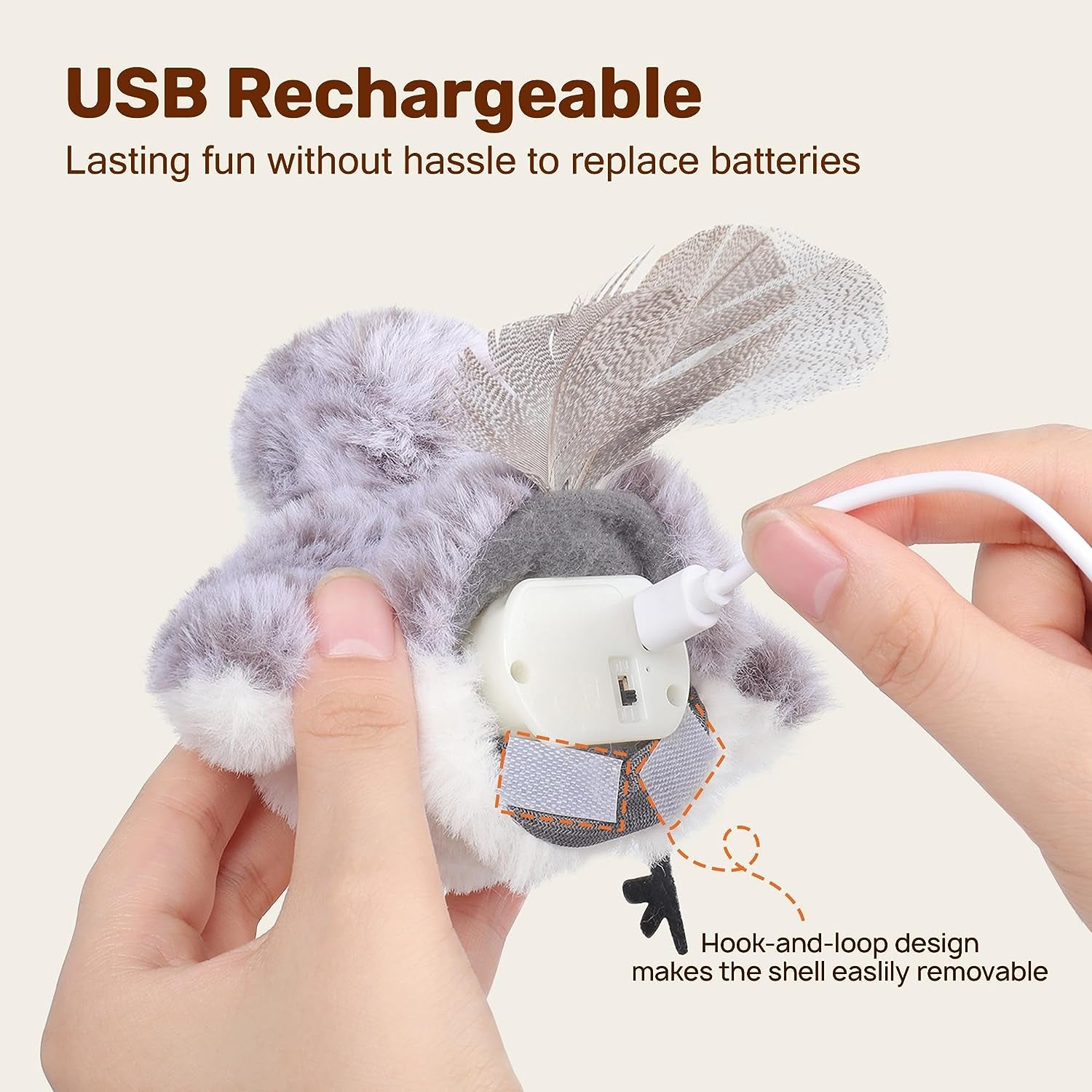Cat Toys Flapping Bird (No Flying), Lifelike Sandpiper Chirp Tweet, Rechargeable Touch Activated Kitten Toy Interactive Cat Exercise Toys for All Breeds Cat Kicker Catnip Toys 4.0" | Lifelike Sandpiper Chirp, Touch Activated, Rechargeable Kitten Kitty Exercise Catnip Kicker for All Breeds 4.0 Inches