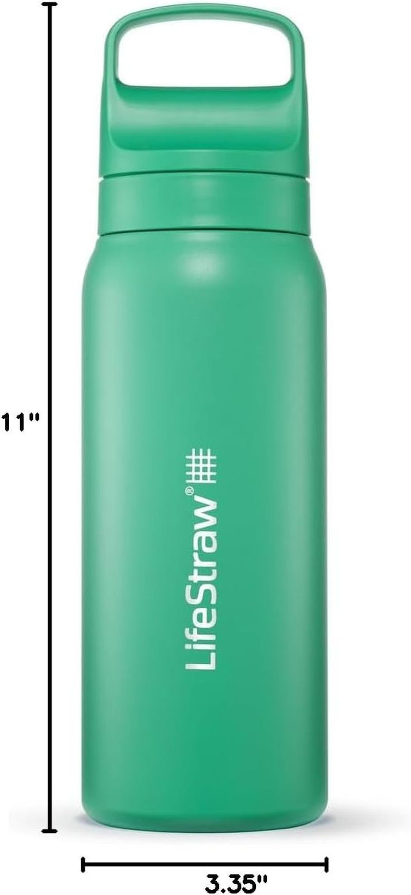 Go Series — Insulated Stainless Steel Water Filter Bottle for Travel and Everyday Use Removes Bacteria, Parasites and Microplastics, Improves Taste, 24 Oz, Cactus Green