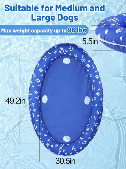 Upgraded Tear-Resistant Large Dog Pool Float - 30" X 49" Stable Support Inflatable Dogs Floats, Scratch-Proof Oxford Summer Floatie Raft Pool Toy for Dogs up to 96Lbs