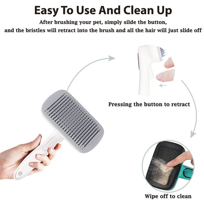Dog Brush-Self Cleaning Dog and Cat Hair Brush, Deshedding Comb Long and Short