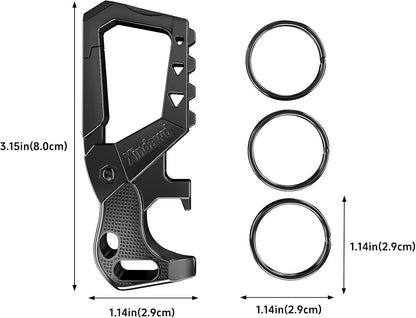Heavy Duty Metal Keychains, Carabiner Clip Keychain with Bottle Opener, 3 Key Rings for Car Keys, Family Present for Men and Women(Black-1Pcs)