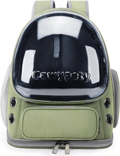 Cat Backpack Carrier, Breathable Cat Carrier Large Space Bubble Pet Backpack for Kitty Small Dog up to 15Lbs, Transparent & Foldable Pet Carrier for Travel Hiking