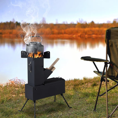 Ultimate Portable Camping Rocket Stove - Wood Burning Tent Heater for Outdoor Cooking & BBQ Adventures