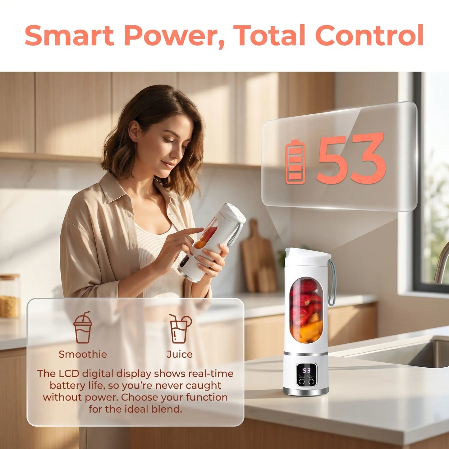 Unleash Your Blending Potential with Our Portable 15.22 Oz USB Rechargeable Blender - Perfect for Smoothies & Juices!