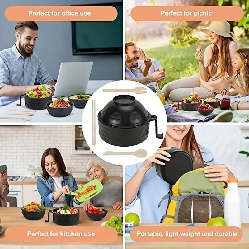 Ramen Bowl Set, Plastic Bowls with Lids, 1/2-Pack Geometric Microwave-Safe Instant Noodle Bowl with Lid and Tableware Kit, Durable Lunch Box for Students #GLOBAL PICKS