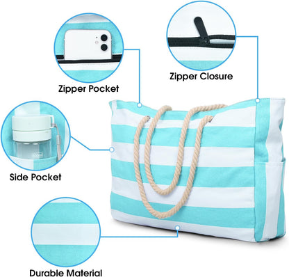Beach Bags for Women Large Waterproof Beach Tote Bag Zipper Beach Bags Waterproof Sandproof Swim Pool Bag Large Tote