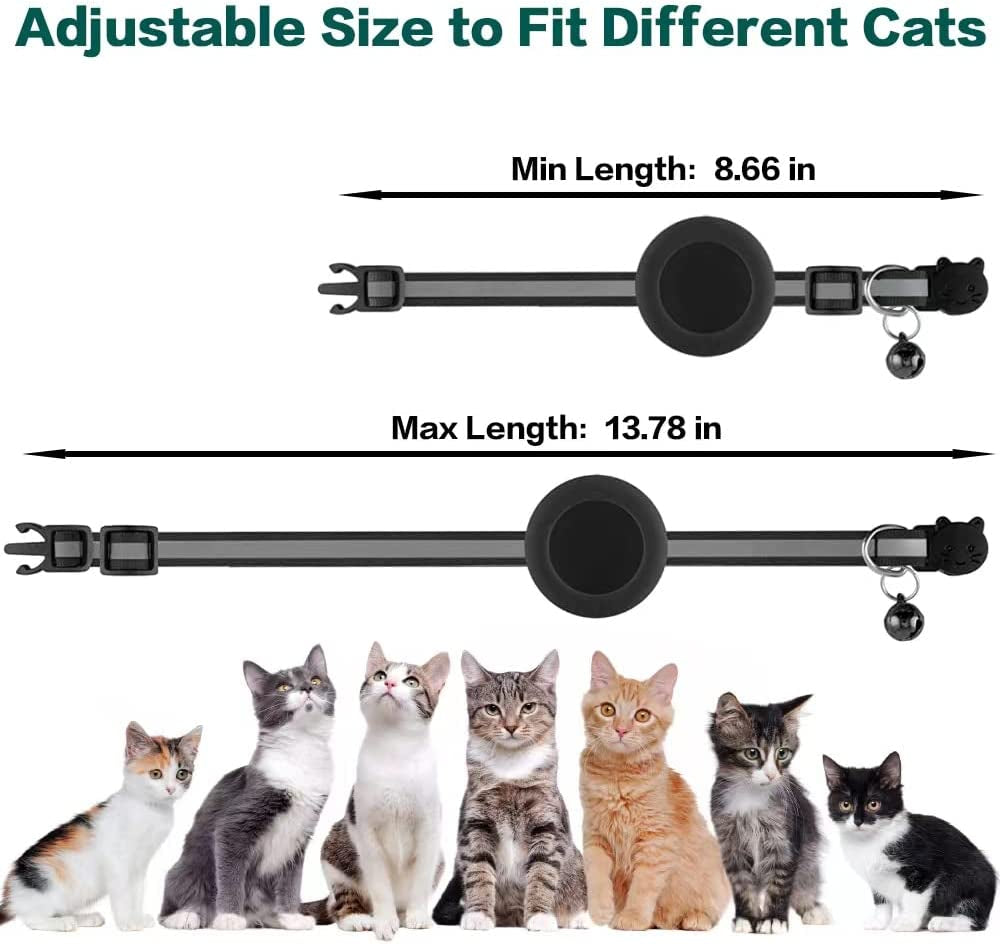 Airtag Cat Collar Breakaway, Cat Collar with Air Tag Holder(Pink) | Safety Breakaway Buckle, Reflective Strip, Lightweight, Bell, 0.4 Inches in Width, Adjustable Size to Fit Different Cats