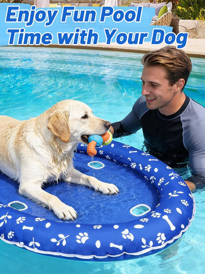 Upgraded Tear-Resistant Large Dog Pool Float - 30" X 49" Stable Support Inflatable Dogs Floats, Scratch-Proof Oxford Summer Floatie Raft Pool Toy for Dogs up to 96Lbs
