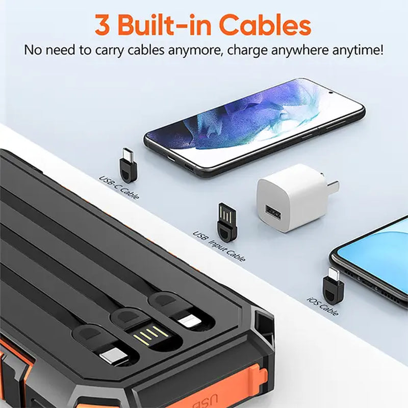 【Gift for Mom】Solar Charger Power Bank - 27000Mah Portable Phone Charger with Built-In USB Cables 3.0A Fast Charge Battery Pack, 5 Outputs & 2 Inputs for Smartphone, Tablet