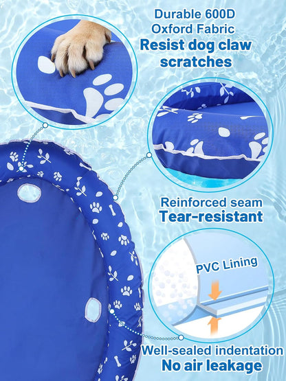 Upgraded Tear-Resistant Large Dog Pool Float - 30" X 49" Stable Support Inflatable Dogs Floats, Scratch-Proof Oxford Summer Floatie Raft Pool Toy for Dogs up to 96Lbs