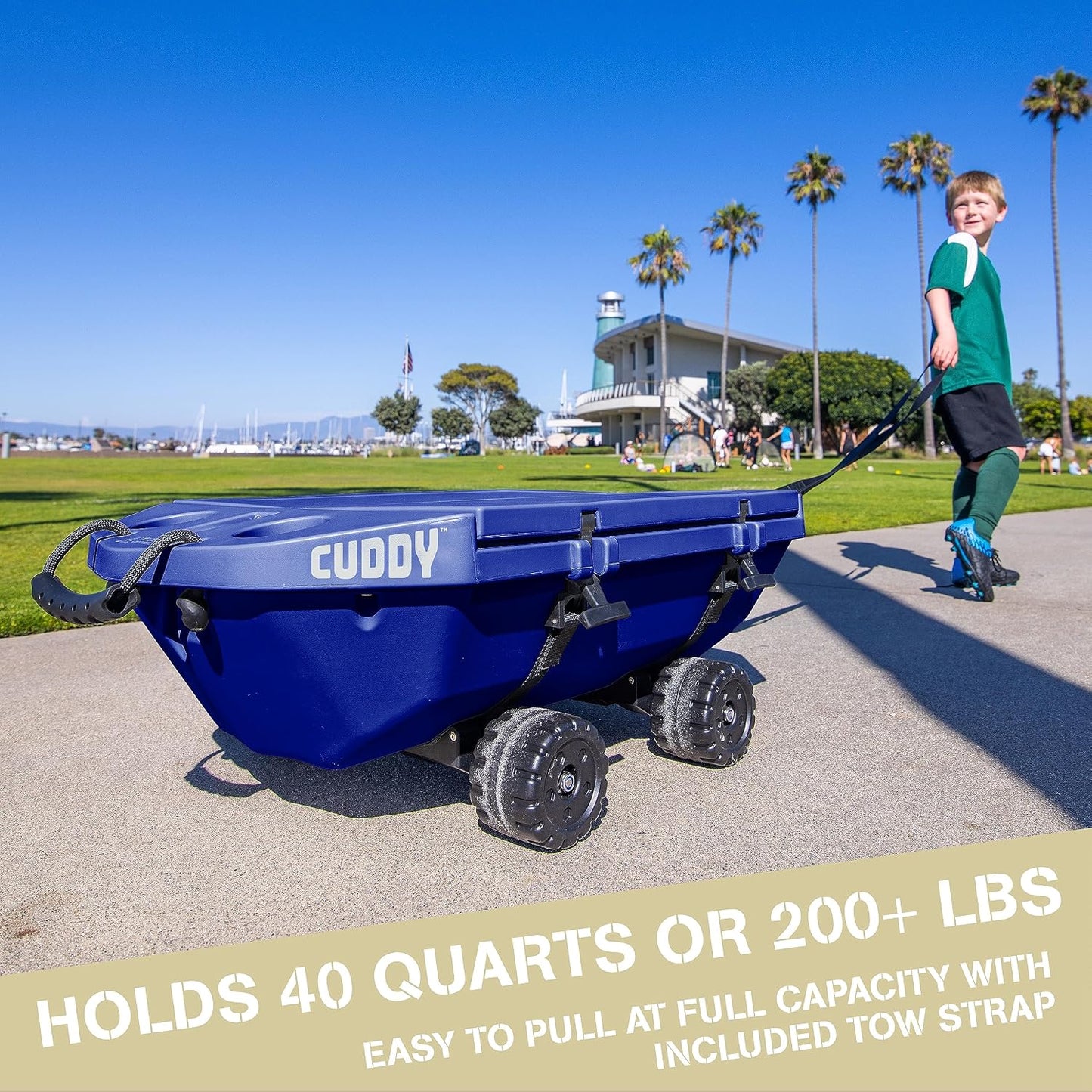 CUDDY Crawler Cooler with Wheels – 40 QT Amphibious Floating Cooler and Dry Storage Vessel - Orange, Navy, Tan, or White