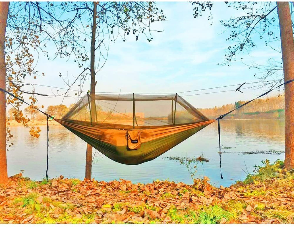 Ultimate Portable Camping Hammock - Perfect for Outdoor Adventures with Bug Net, 2 Person Capacity, and 10Ft Straps
