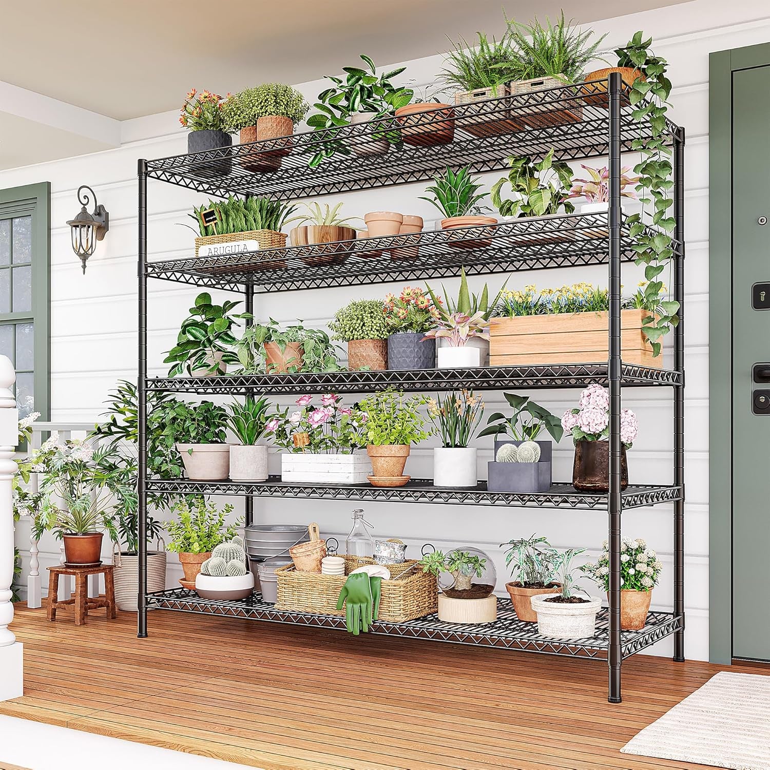 55.5" W Storage Shelves 3200LBS Wire Shelving Unit 5 Tier Metal Shelving Heavy Duty Garage Shelving Metal Shelves for Storage Rack Adjustable Pantry Shelf, 55.5" W X 18''D X 71" H, 3PCS