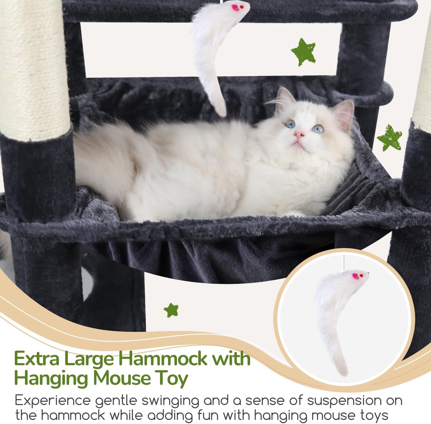 Heavy Duty Cat Tree, 70 Inch Sturdy Cat Tree for Indoor Cats Extra Large Cat Tower with Scratching Post, Hammock, Cat Condo for Adult Cats Kittens, F70 Pro, Dark Grey