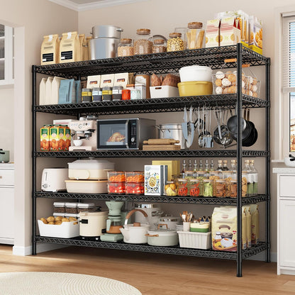 3200LBS Storage Shelves 55.5" W Garage Shelving Heavy Duty 5 Tier Adjustable Wire Shelving Unit Metal Shelving for Garage Pantry Commercial Basement,55.5" W X 18''D X 71" H