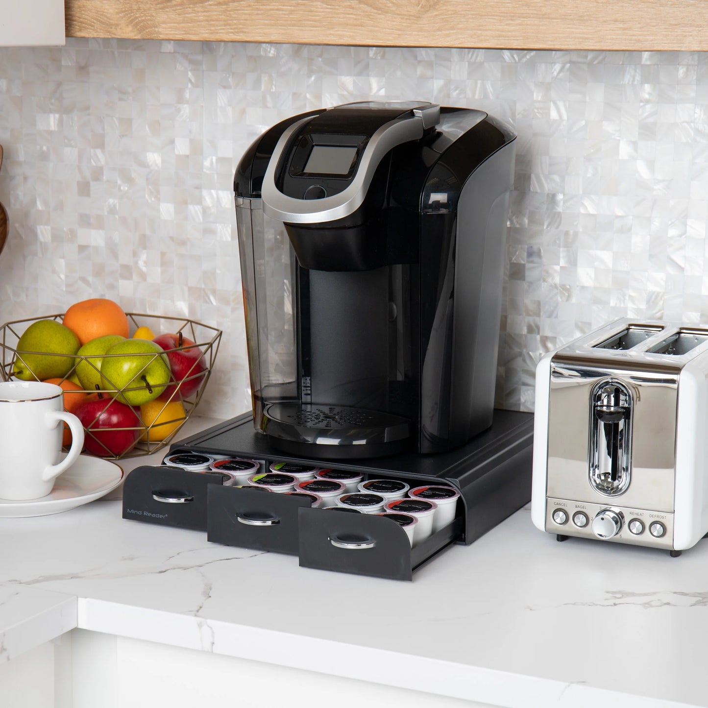 Single Serve Coffee Pod Organizer with 3 Drawers, 36 Pod Capacity, Black