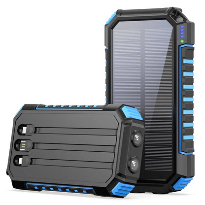 【Gift for Mom】Solar Charger Power Bank - 27000Mah Portable Phone Charger with Built-In USB Cables 3.0A Fast Charge Battery Pack, 5 Outputs & 2 Inputs for Smartphone, Tablet