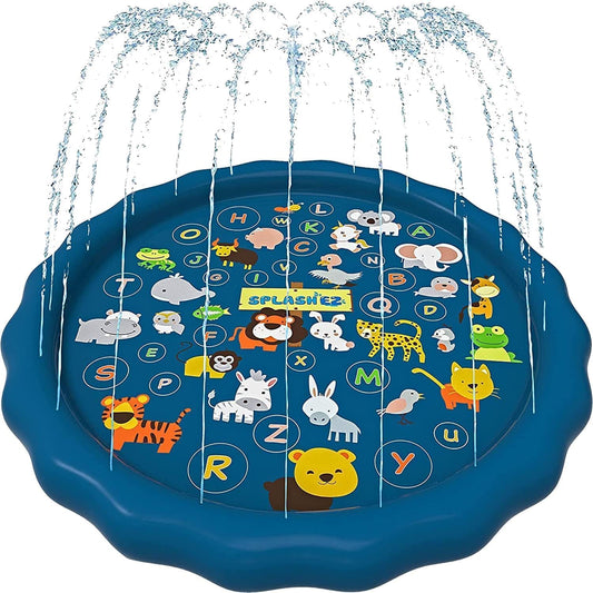 3-In-1 Splash Pad, Sprinkler for Kids & Baby Pool for Learning – Toddler Sprinkler Pool, 60’’ outside Water Toys – “From a to Z” Outdoor Play Mat for Babies & Toddlers