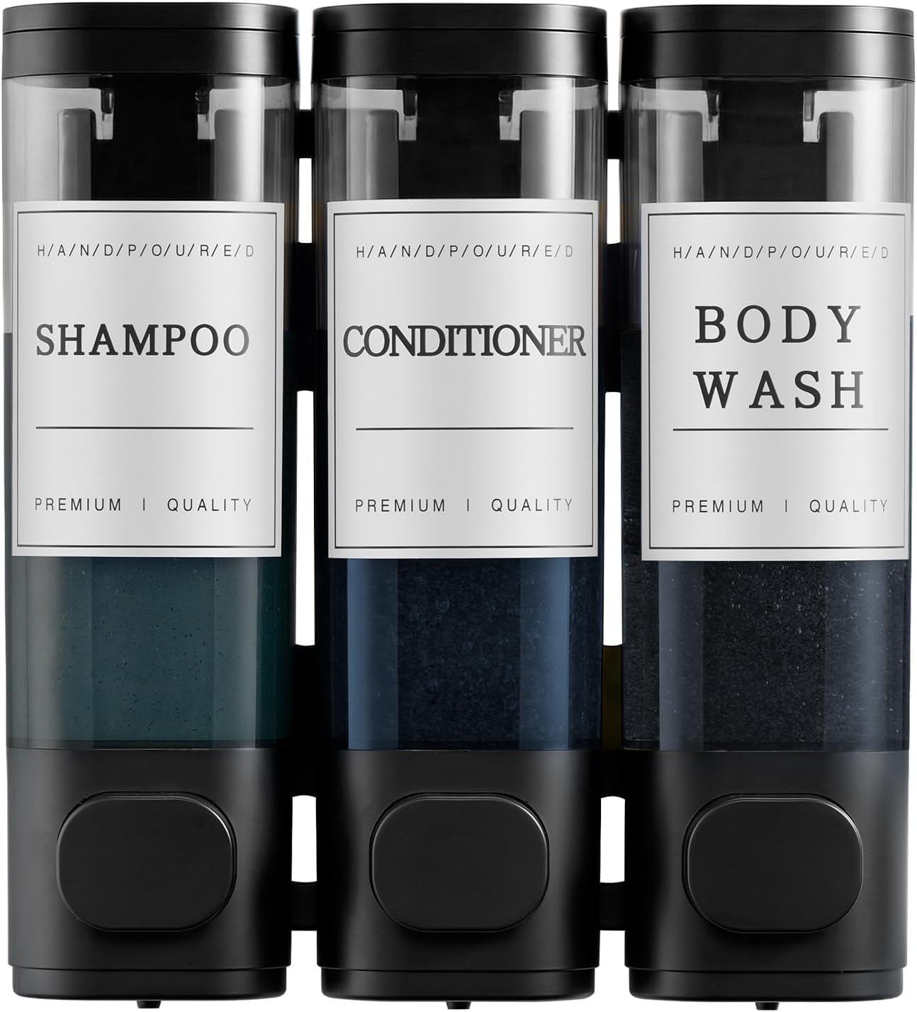 Shampoo and Conditioner Dispenser,Shower Soap Dispenser 3 Chamber No Drill Wall-Mounted Shampoo Dispenser for Shower Wall Mounted Shower Dispenser for Bathroom Hotel Large Capacity,Black