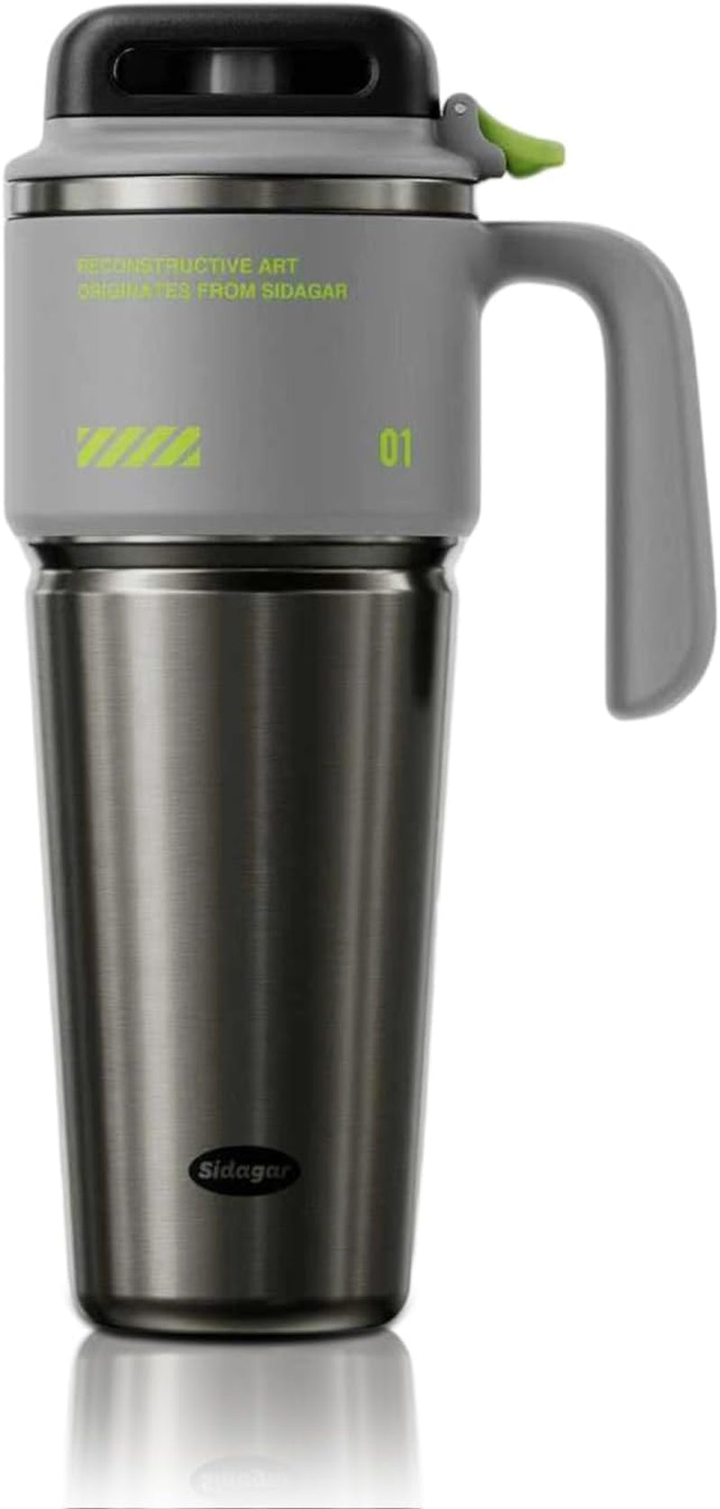 32 Oz Insulated Tumbler with Push-Button Lid and Handle, Grey | 316L Stainless Steel, Leakproof Lid, Double-Wall Vacuum Insulation, Keeps Drinks Hot or Cold for Work, Travel & Daily Use