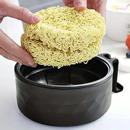 Ramen Bowl Set, Plastic Bowls with Lids, 1/2-Pack Geometric Microwave-Safe Instant Noodle Bowl with Lid and Tableware Kit, Durable Lunch Box for Students #GLOBAL PICKS