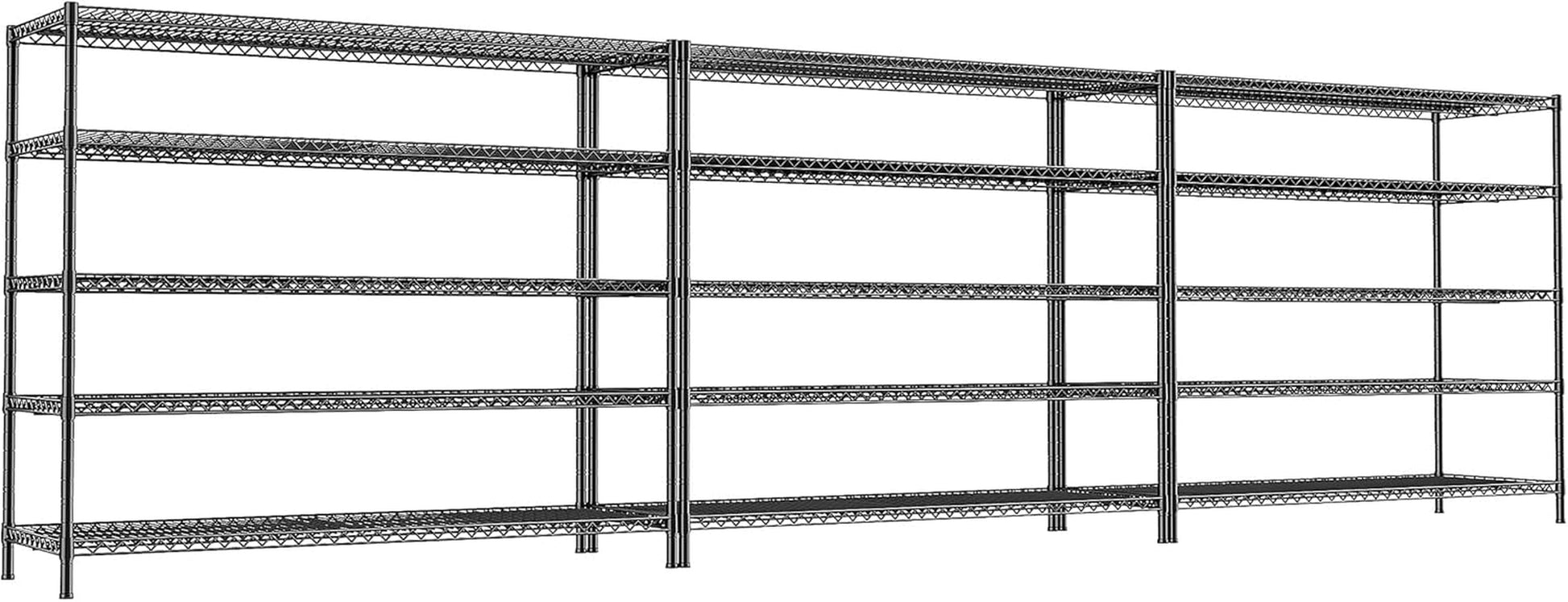 55.5" W Storage Shelves 3200LBS Wire Shelving Unit 5 Tier Metal Shelving Heavy Duty Garage Shelving Metal Shelves for Storage Rack Adjustable Pantry Shelf, 55.5" W X 18''D X 71" H, 3PCS