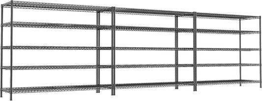55.5" W Storage Shelves 3200LBS Wire Shelving Unit 5 Tier Metal Shelving Heavy Duty Garage Shelving Metal Shelves for Storage Rack Adjustable Pantry Shelf, 55.5" W X 18''D X 71" H, 3PCS