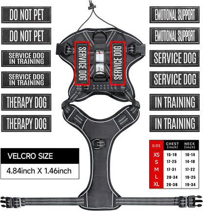 Service Dog Tactical Vest Harness and Leash Set Large Sized Dog Emotional Support- Tactical Dog Harness Training Collar with Name (Black, L)