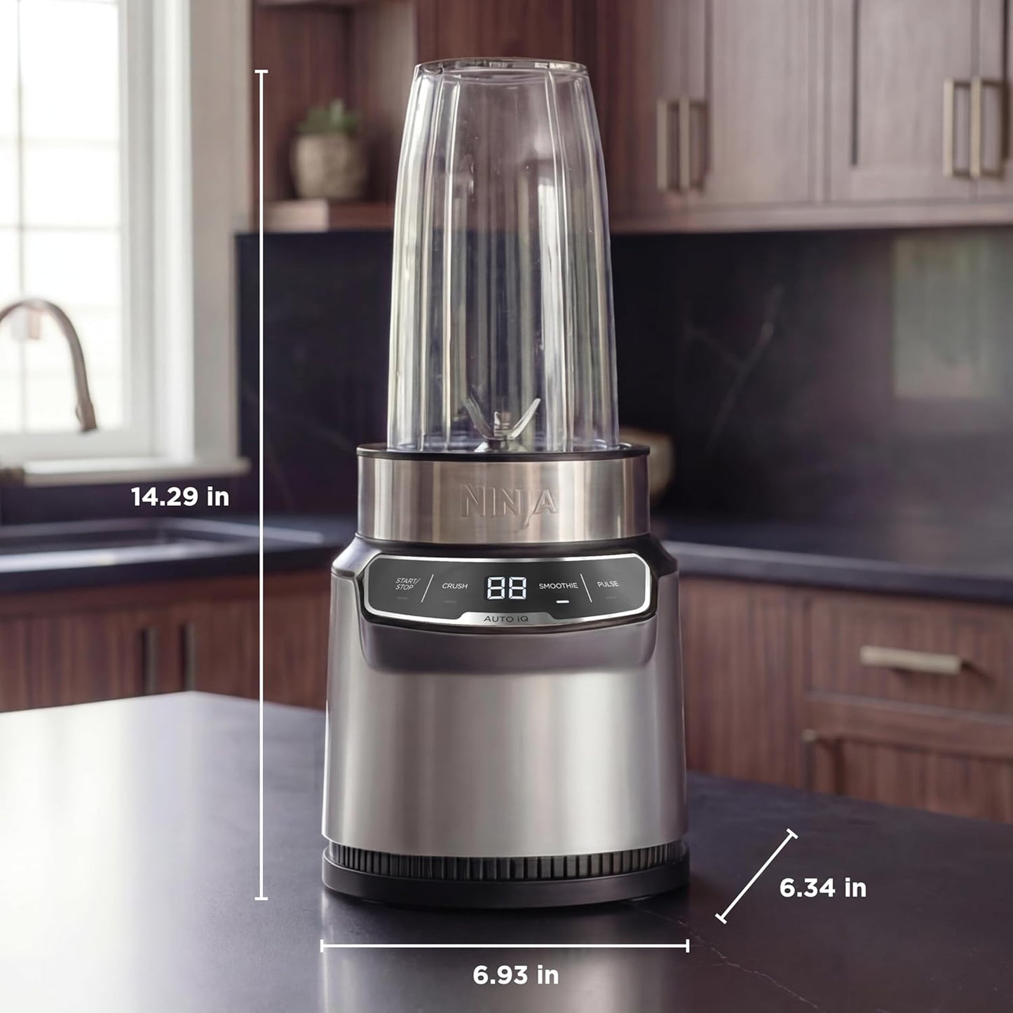 Ninja Nutri-Blender Pro with Auto Iq, 1100PW, (2) 24Oz Cups, BN401 | 1100-Peak-Watt Motor + 2 Auto-Iq Programs for Smoothies, Salsa & Dips. (2) 24-Oz To-Go Cups. Dishwasher Safe.