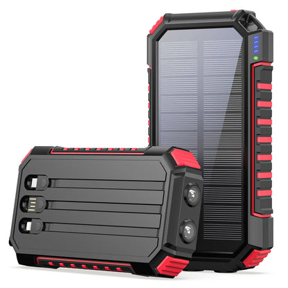 【Gift for Mom】Solar Charger Power Bank - 27000Mah Portable Phone Charger with Built-In USB Cables 3.0A Fast Charge Battery Pack, 5 Outputs & 2 Inputs for Smartphone, Tablet
