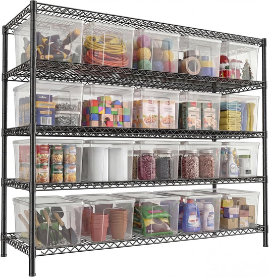 3200LBS Storage Shelves 55.5" W Garage Shelving Heavy Duty 5 Tier Adjustable Wire Shelving Unit Metal Shelving for Garage Pantry Commercial Basement,55.5" W X 18''D X 71" H