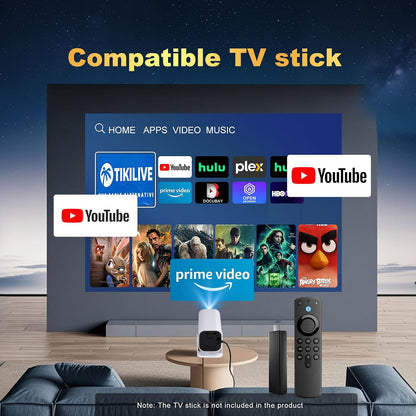 【Built-In APPS & Electric Focusing & 210° Rotation】Mini Projector with Wifi and Bluetooth, 1080P Portable Projector, Movie Projector for Bedroom, Supports Smartphones/Tv Stick/Ipad/Ps5/Laptop/Hdmi/Usb