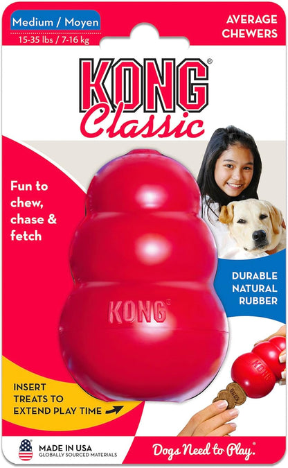 Classic Stuffable Dog Toy - Fetch & Chew Toy for Dogs - Treat-Filling Capabilities & Erratic Bounce for Extended Play Time - Durable Natural Rubber Material - for Medium Dogs