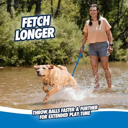 Dog Ball Launcher 12M Sport with 12" Handle Length for Medium 2.5" Dog Balls for Dogs 20-60 Lb, Plastic Pet Fetch Ball Thrower, Perfect for Kids, Made in USA, Blue