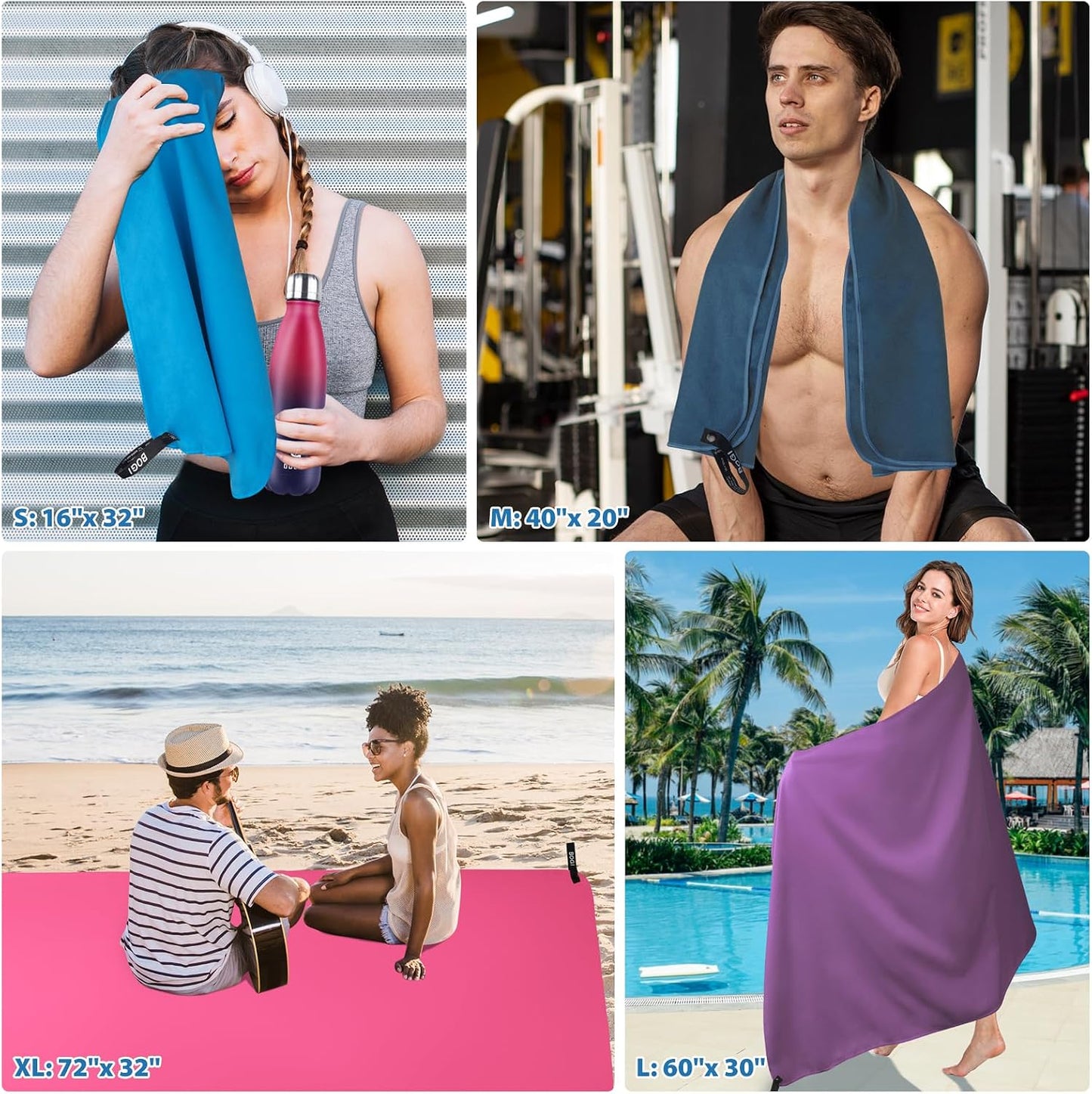 Microfiber Travel Sports Towel-Quick Dry Travel Towel,Soft Lightweight Absorbent Compact for Camping Gym Beach Bath Yoga Swimming Backpacking (Xl:72''X32''+16''X16''-Agreen)