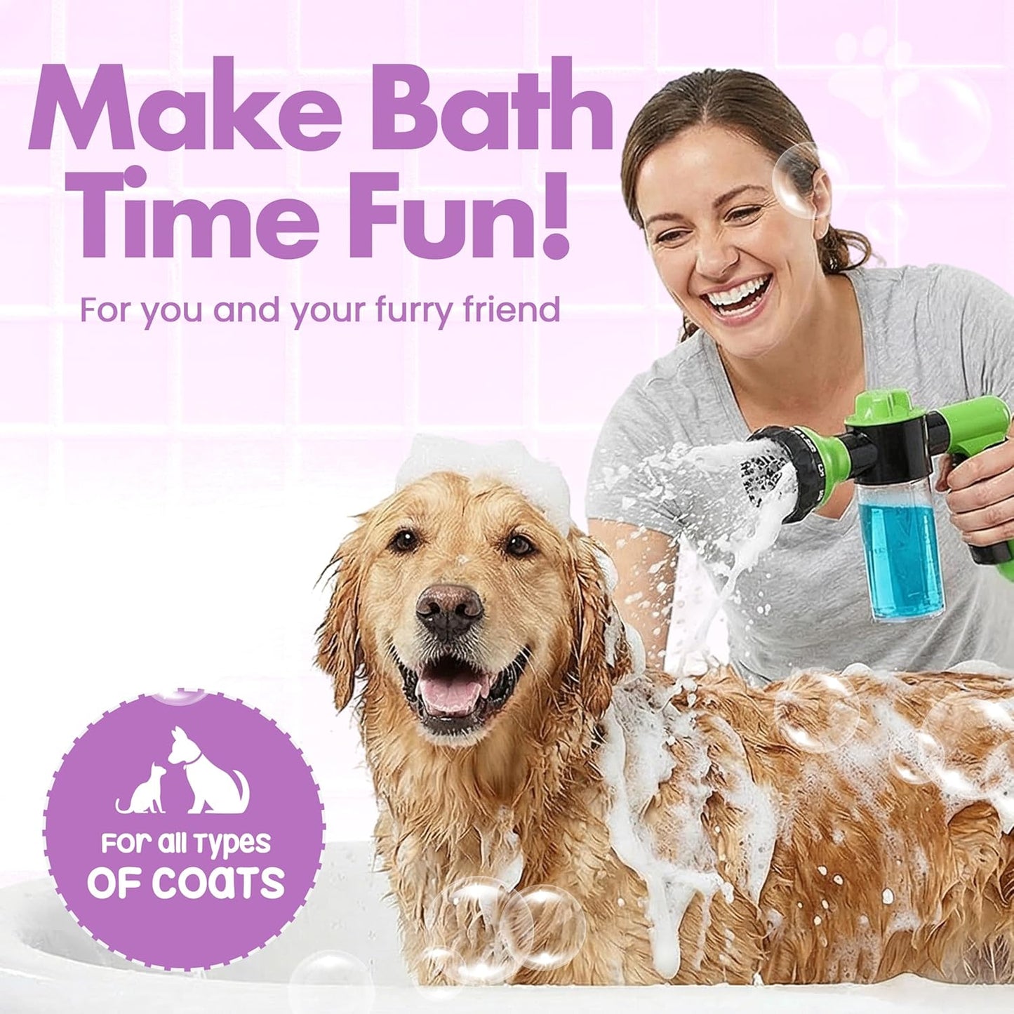 Soap & Shampoo Dispenser for Pet Wash and Garden Hose Sprayer Nozzle