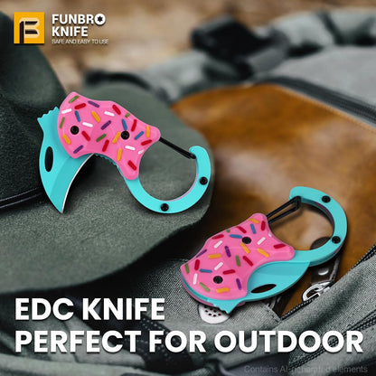 Small Pocket Knife for Women, Edc Knives Tool | Cute Donut Folding Box Cutter with 1.34 Inch Sharp Blade, Great Gift for Her