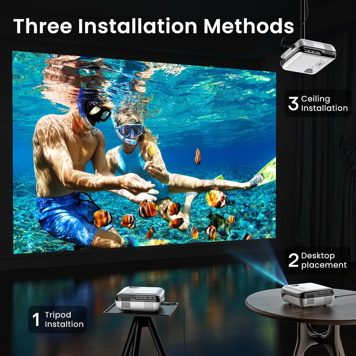 Native 1080P Outdoor Smart Projector-Standard | Native 1080P • Mini & Portable • Easy Setup • Built-In Speaker • Indoor & Outdoor • Phone, Laptop & PS5 Compatible